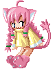 Anime catgirl with pink hair facing left
